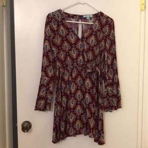 Maroon Paisley She + Sky Bell Sleeve Blouse | Top